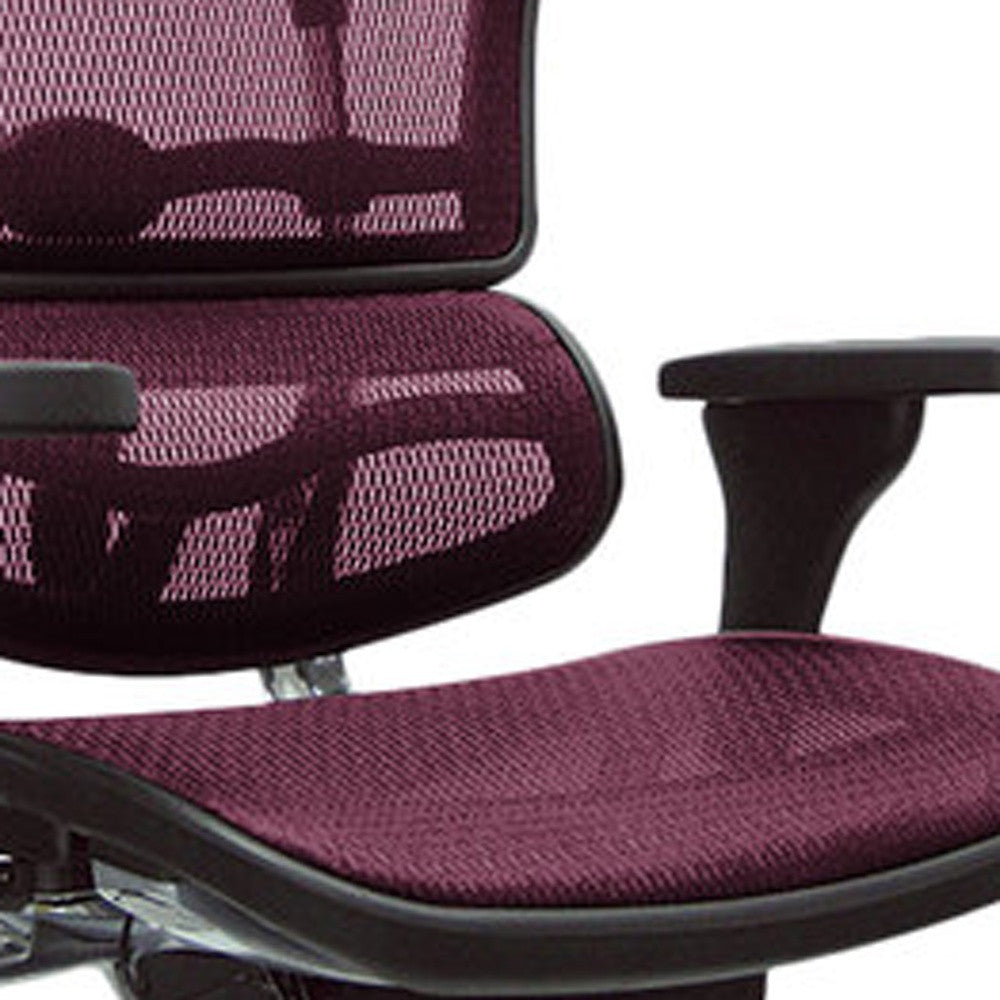 Plum and Silver Adjustable Swivel Mesh Rolling Office Chair