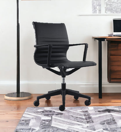 Black Adjustable Swivel Fabric Rolling Office Chair