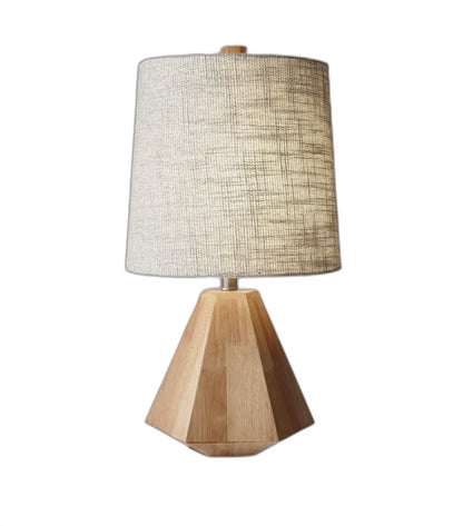 Walnut Wood Finish Geometric Base Table Lamp