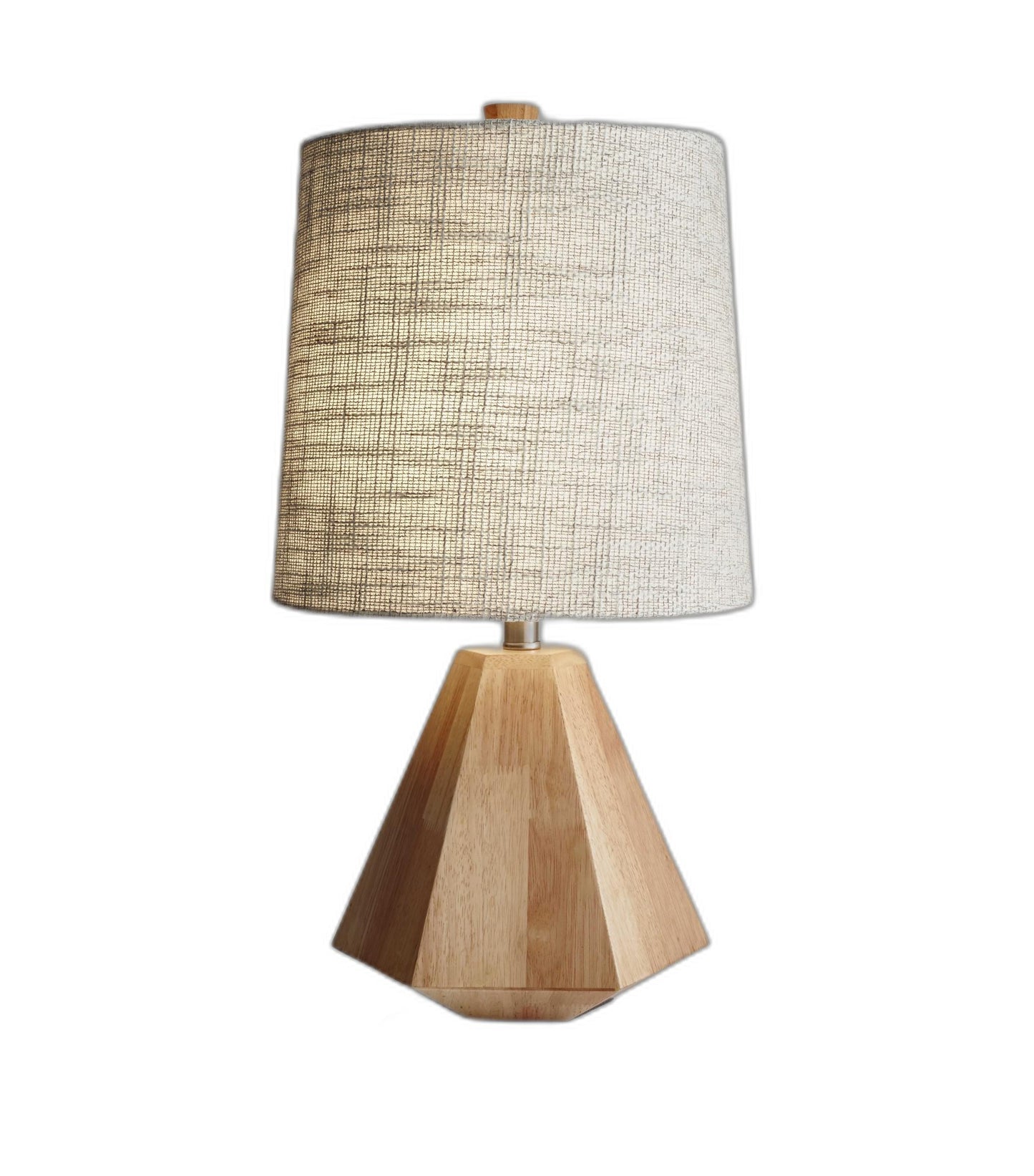 Walnut Wood Finish Geometric Base Table Lamp