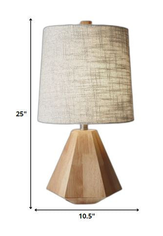 Walnut Wood Finish Geometric Base Table Lamp