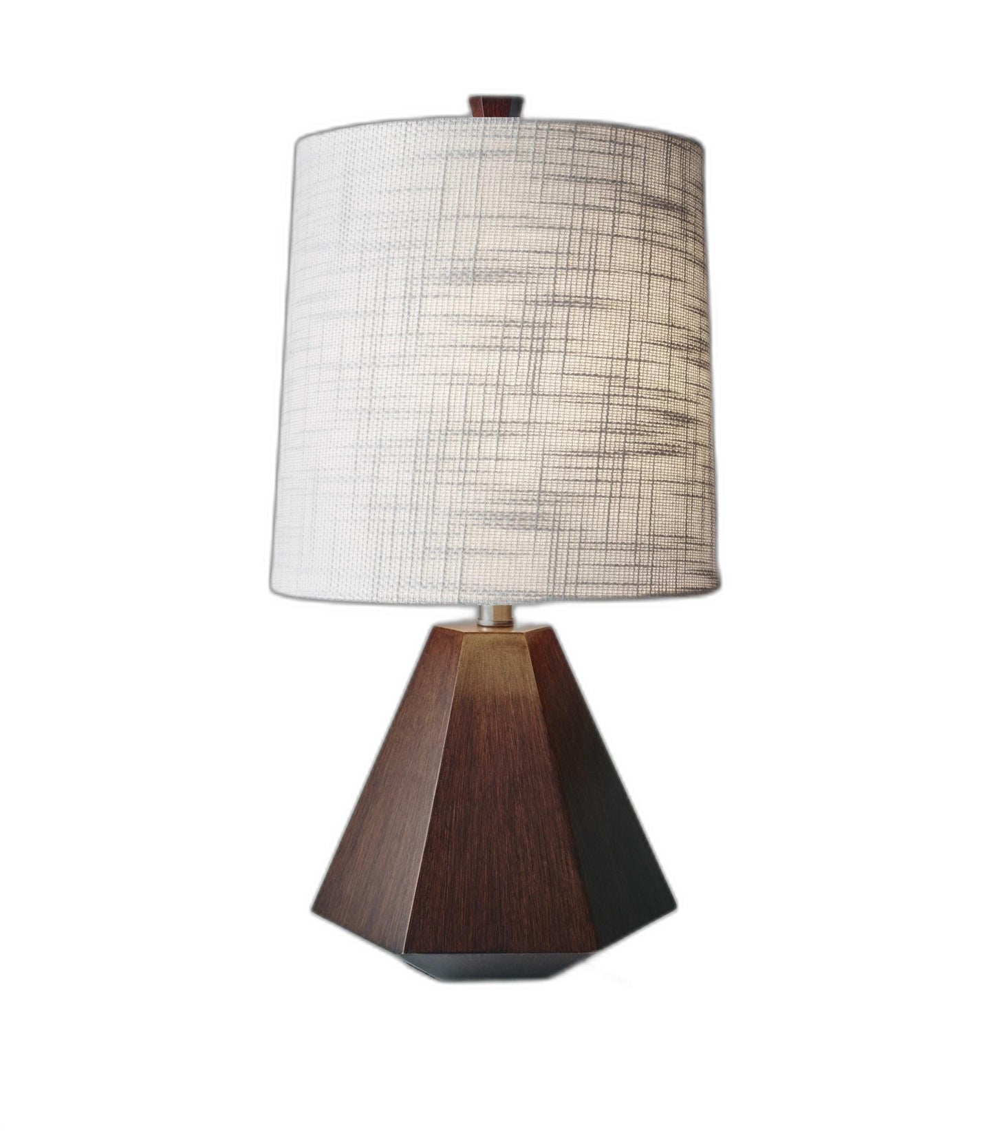 Walnut Wood Finish Geometric Base Table Lamp