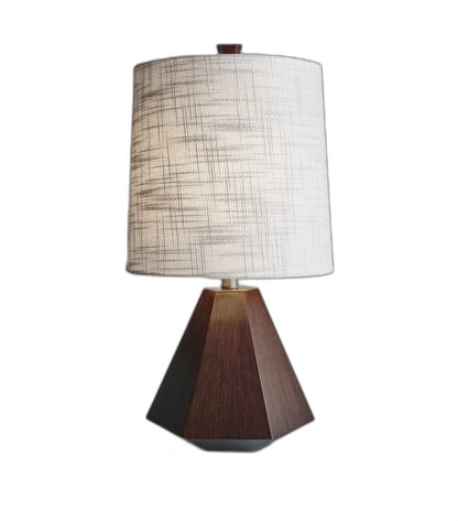 Walnut Wood Finish Geometric Base Table Lamp