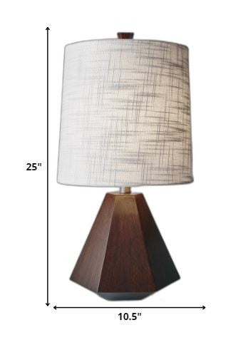 Walnut Wood Finish Geometric Base Table Lamp