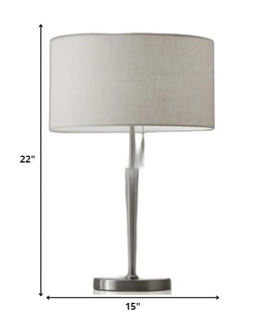 Contemporary Brushed Steel Metal Table Lamp