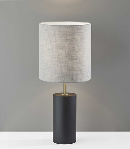 Natural Wood Circular Block Table Lamp