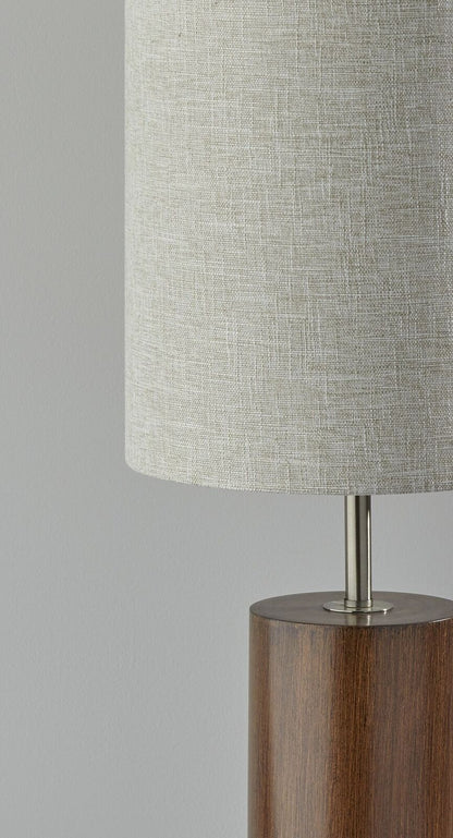 Natural Wood Circular Block Table Lamp