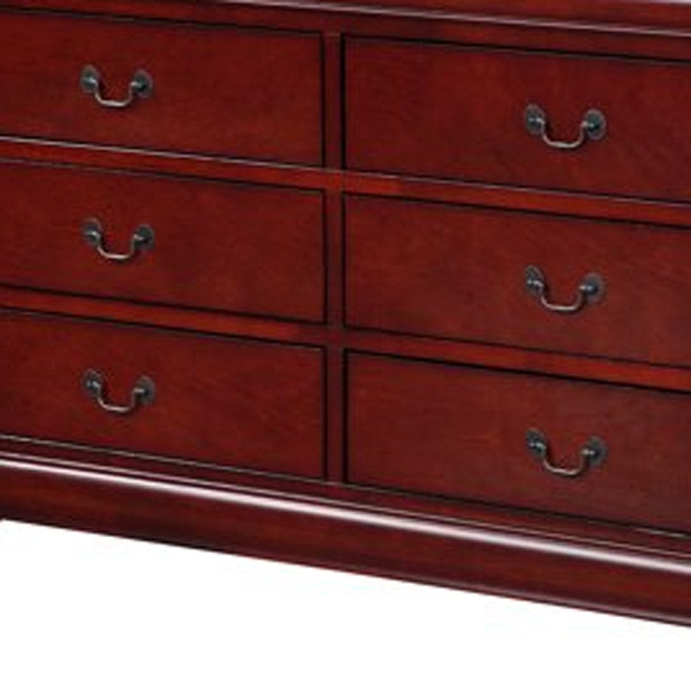 57" Black Solid Wood Six Drawer Double Dresser