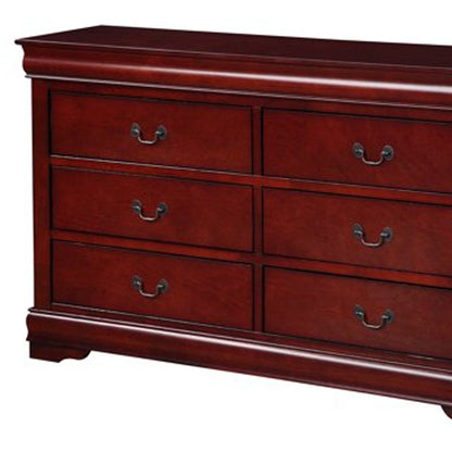 57" Black Solid Wood Six Drawer Double Dresser