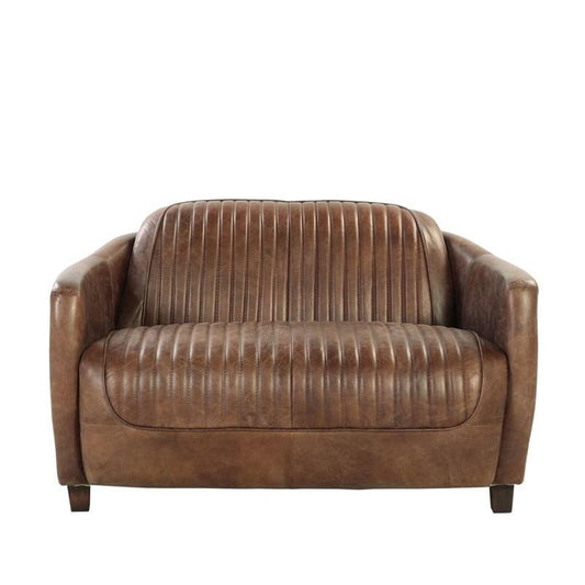 50" Brown Leather Love Seat