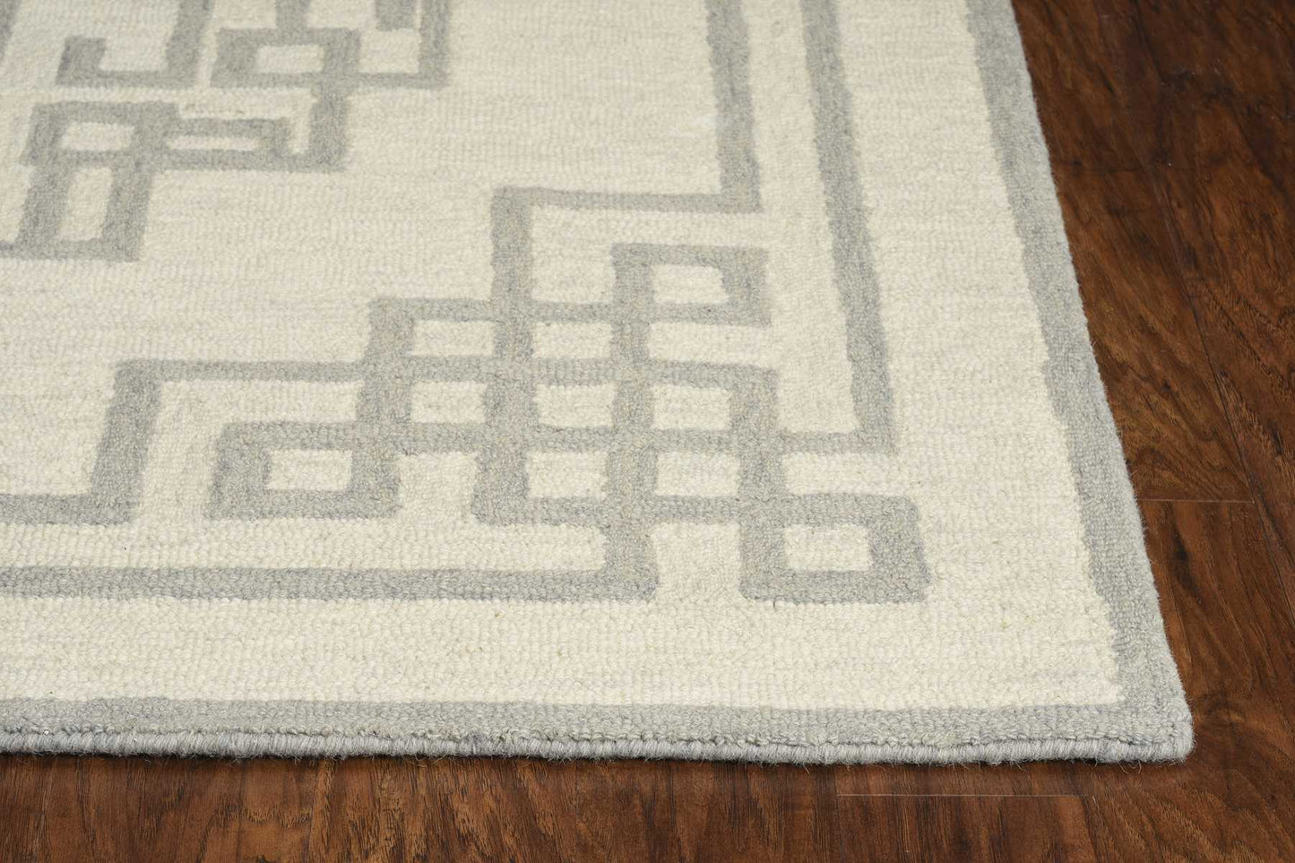 2' X 4' Ivory  Grey Wool Area Rug