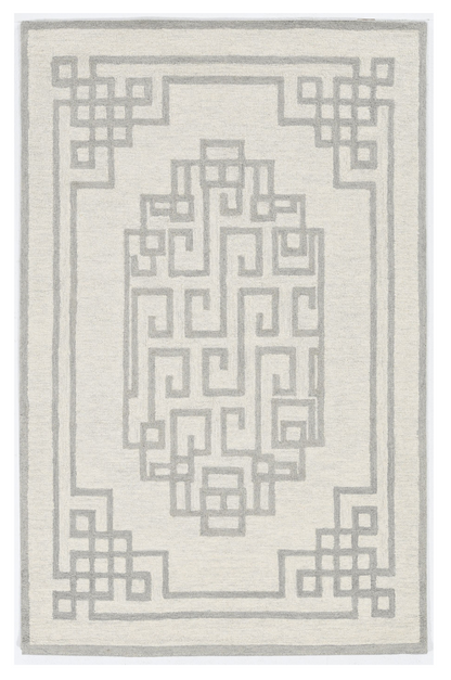 2' X 4' Ivory  Grey Wool Area Rug