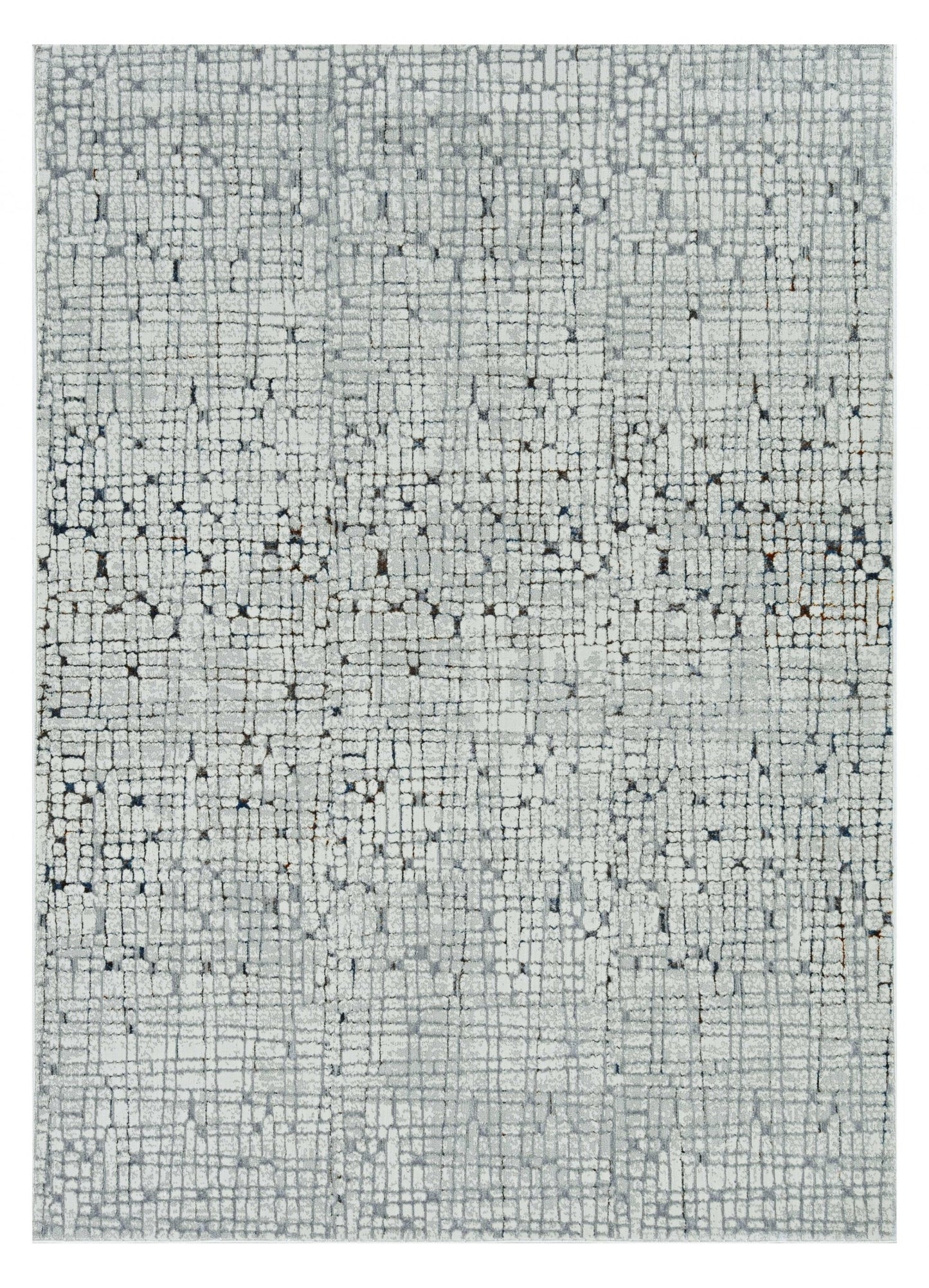 7' Grey Machine Woven Abstract Lines Indoor Runner Rug