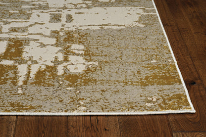 10'X13' Ivory Gold Machine Woven Abstract Indoor Area Rug