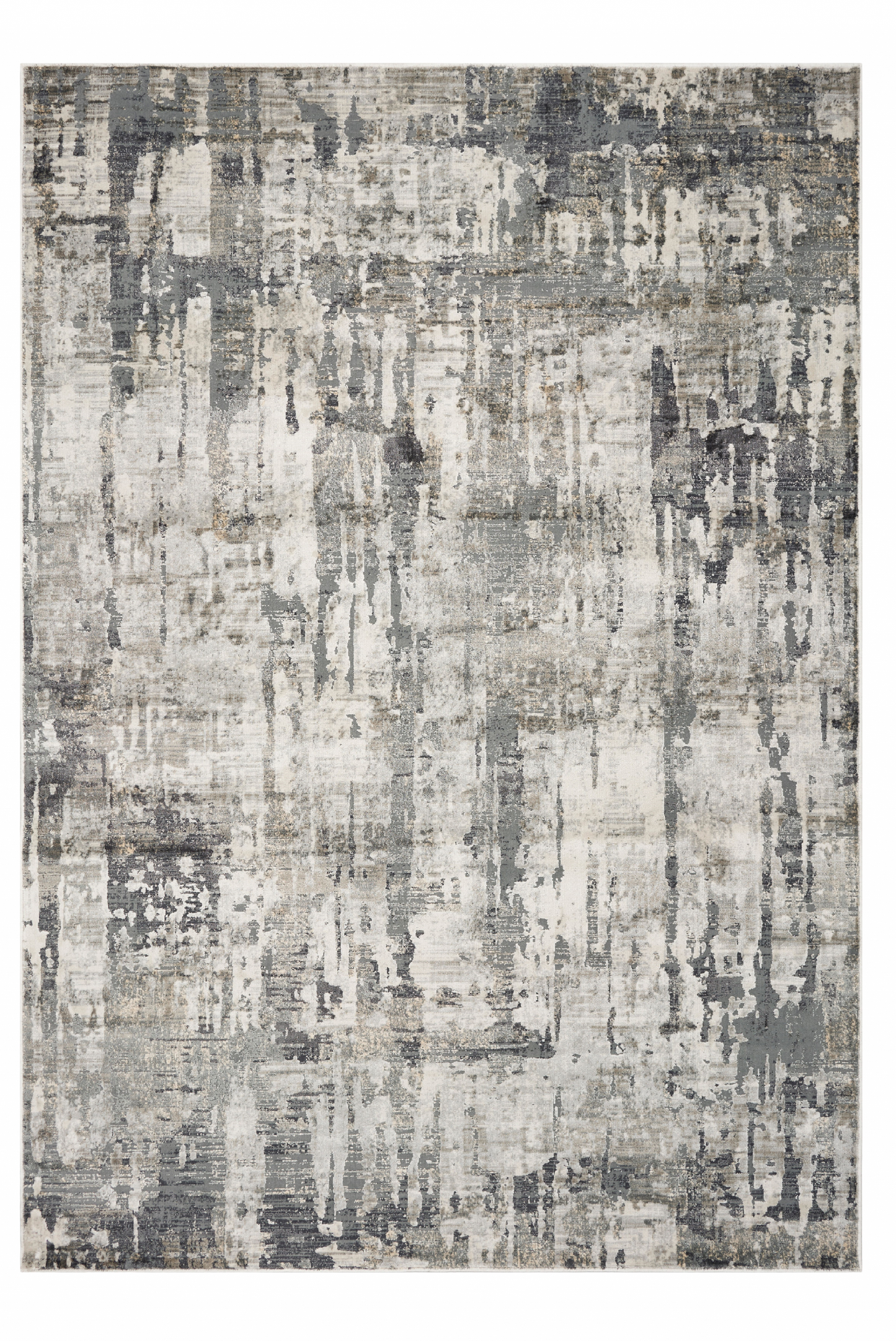 8' Grey Machine Woven Abstract Drip Indoor Runner Rug