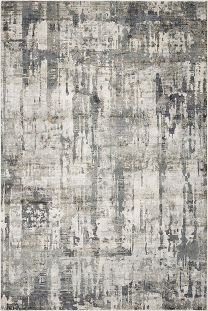 8' Grey Machine Woven Abstract Drip Indoor Runner Rug