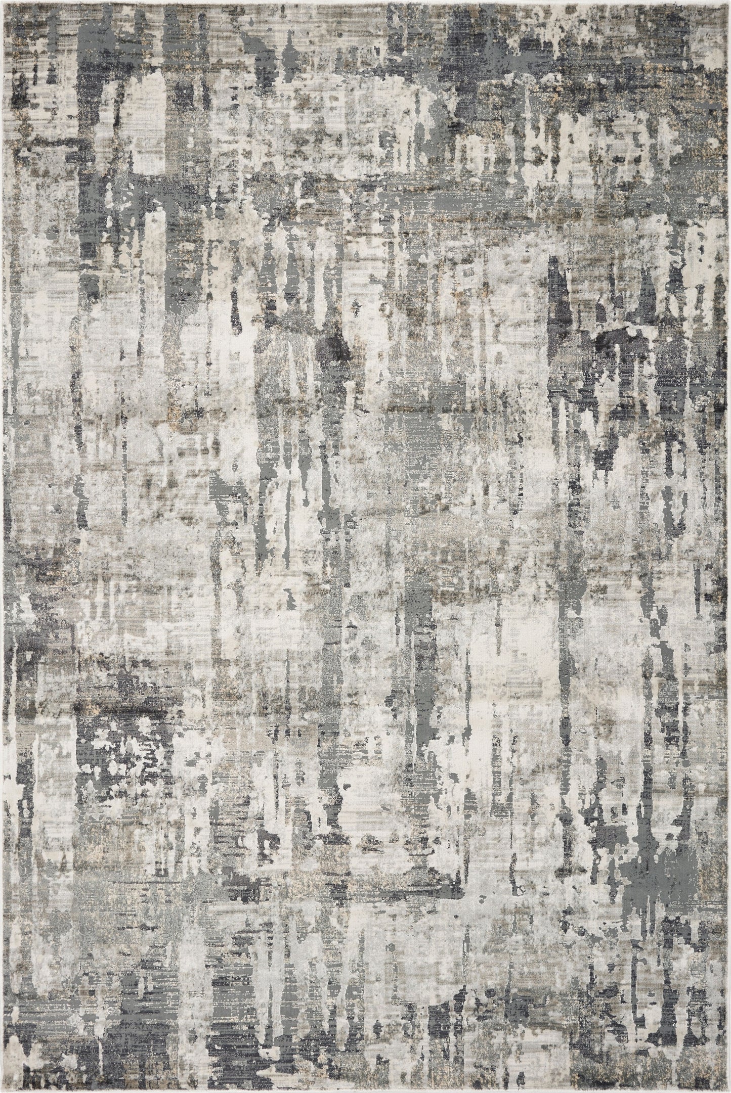 8' Grey Machine Woven Abstract Drip Indoor Runner Rug