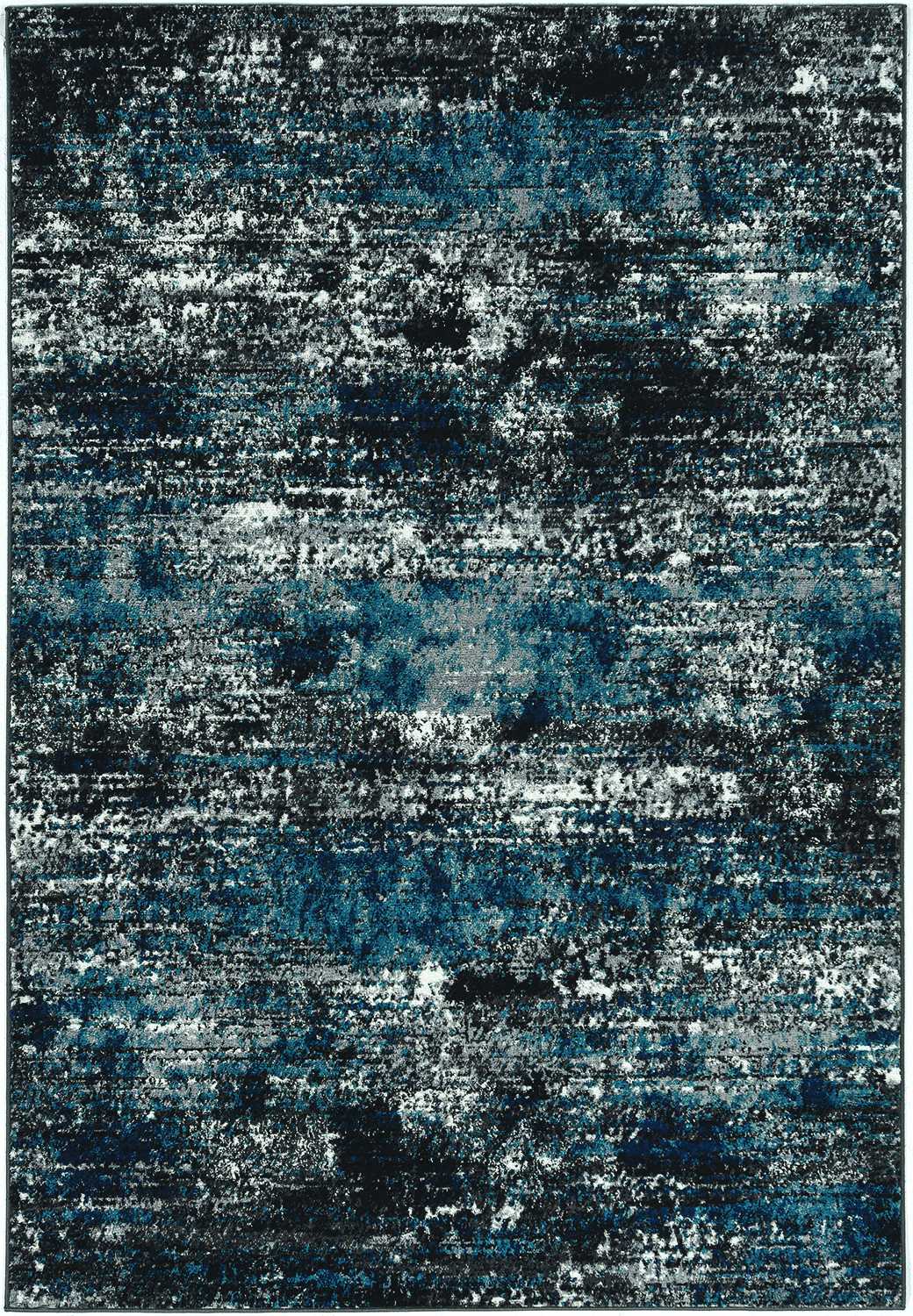 7' Grey Blue Machine Woven Abstract Indoor Runner Rug