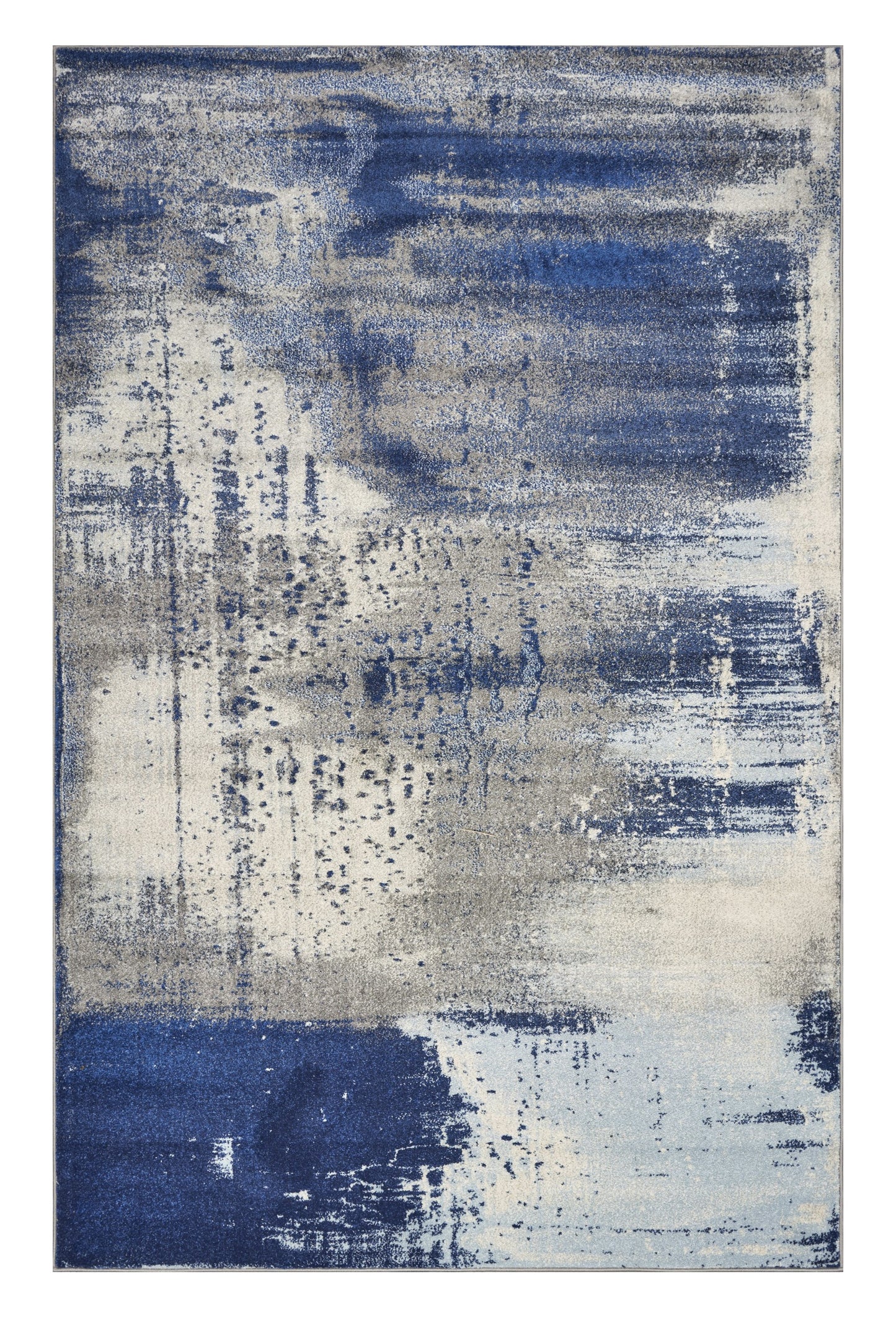 3' X 5' Ice Blue Abstract Brushstrokes Area Rug