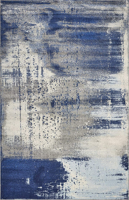 3' X 5' Ice Blue Abstract Brushstrokes Area Rug