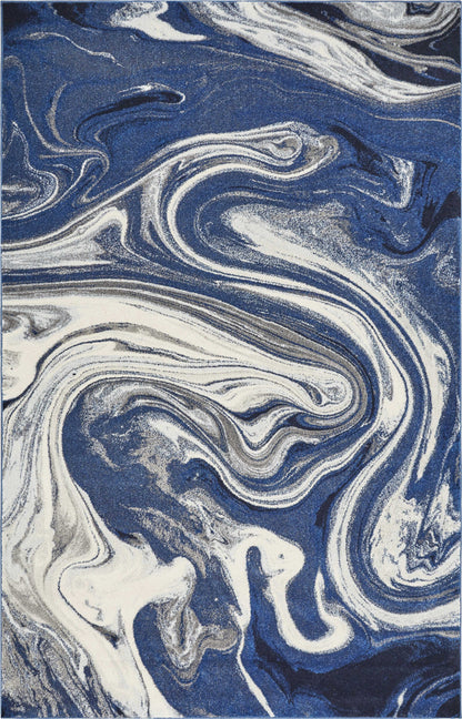 3' X 5' Blue Abstract Waves Area Rug