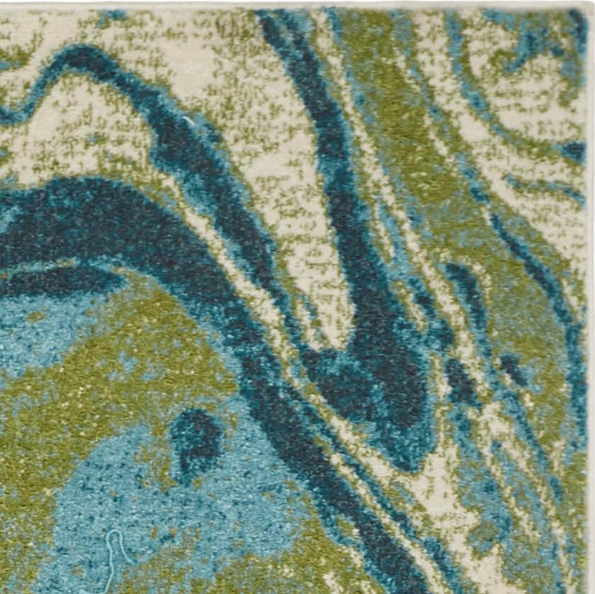 5' X 7' Teal Abstract Splash Indoor Area Rug