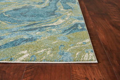 5' X 7' Teal Abstract Splash Indoor Area Rug