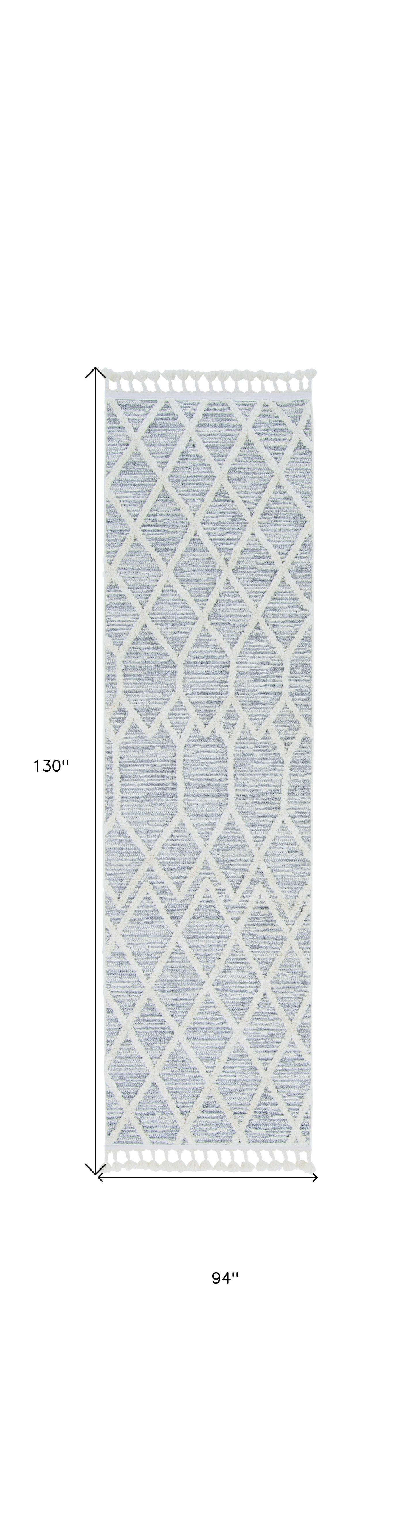 5'X8' Ivory Grey Machine Woven Abstract With Fringe Indoor Area Rug