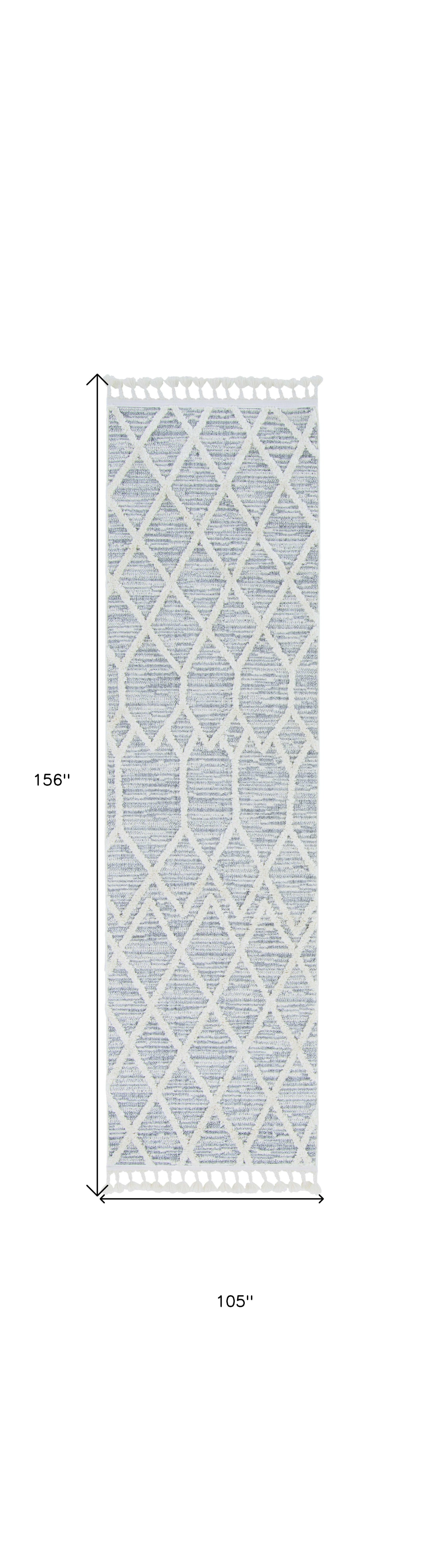 5'X8' Ivory Grey Machine Woven Abstract With Fringe Indoor Area Rug