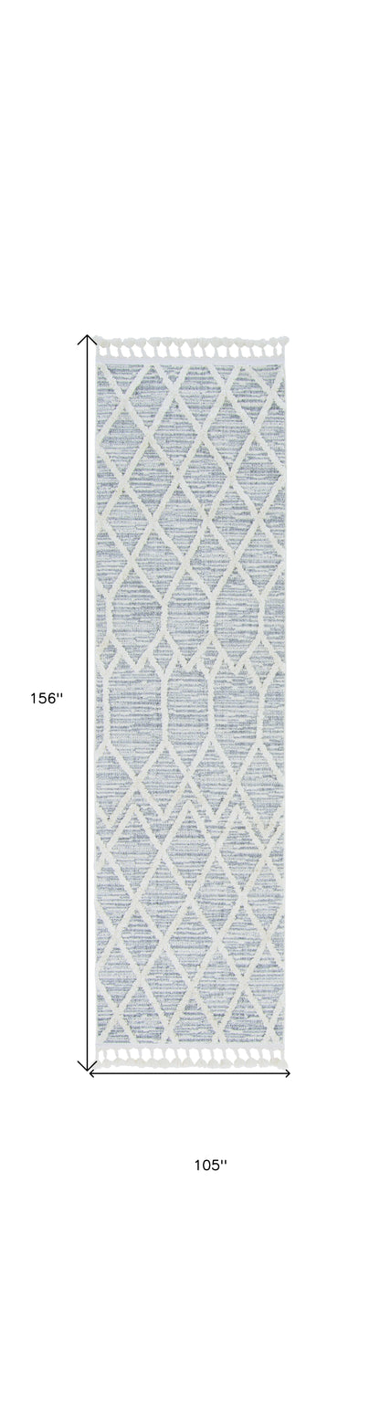 5'X8' Ivory Grey Machine Woven Abstract With Fringe Indoor Area Rug