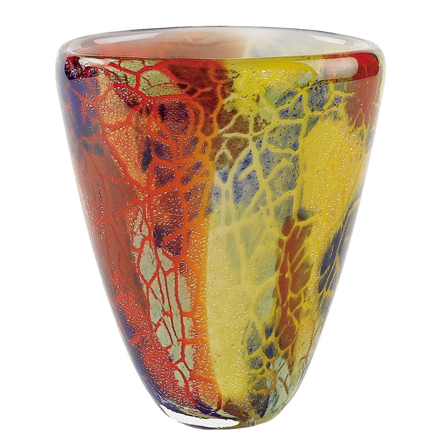 8 Multicolor Art Glass Oval Vase