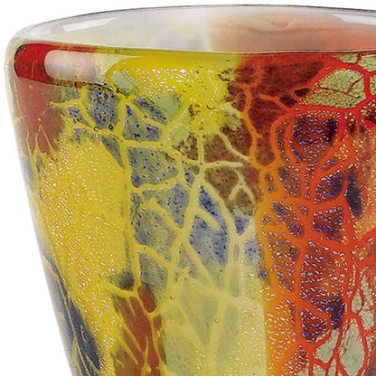 8 Multicolor Art Glass Oval Vase