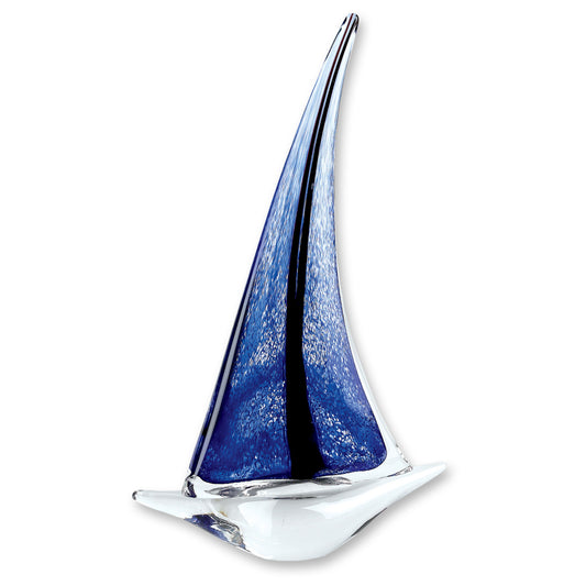 9 Blue Art Glass Sailboat