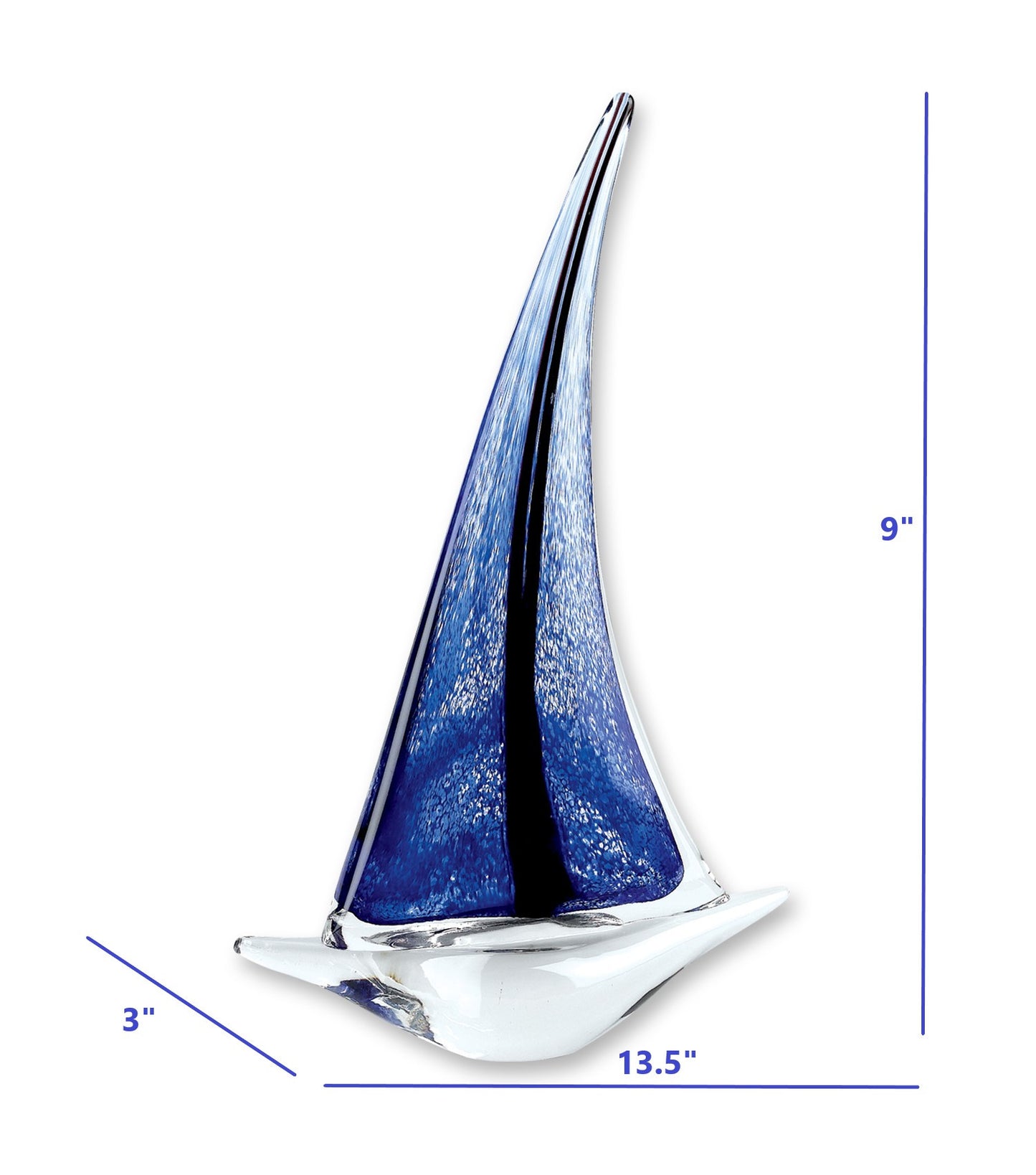 9 Blue Art Glass Sailboat