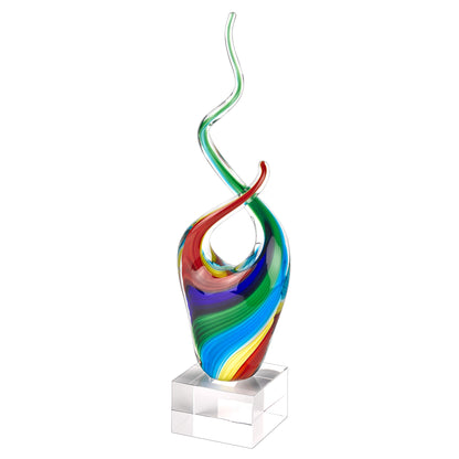 11 Multicolor Art Glass Abstract Centerpiece On Crystal Base