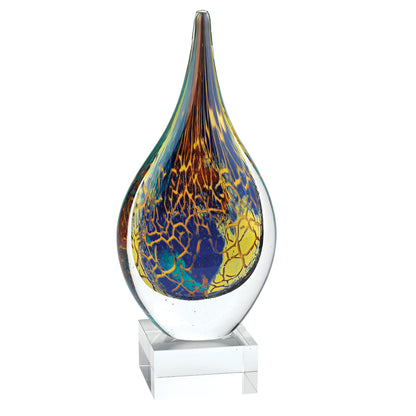 11 Multicolor Art Glass Teardrop On Crystal Base