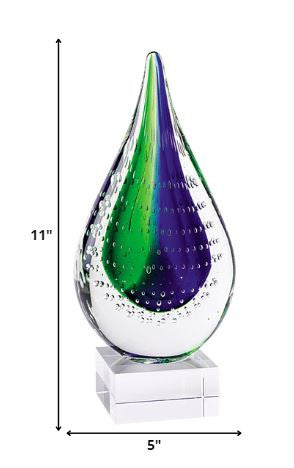 12 Mouth Blown Teardrop Centerpiece On Crystal Base