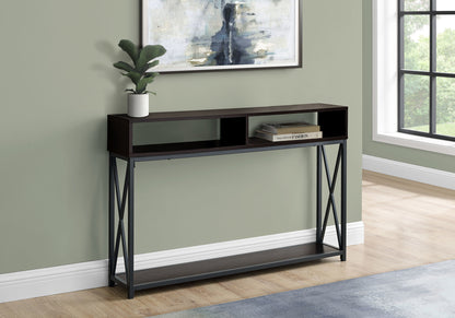 47" Brown And Black Frame Console Table With Storage