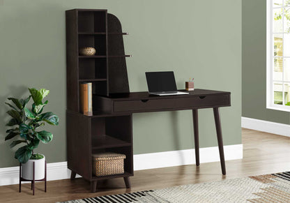 55" Espresso Computer Desk With Bookcase