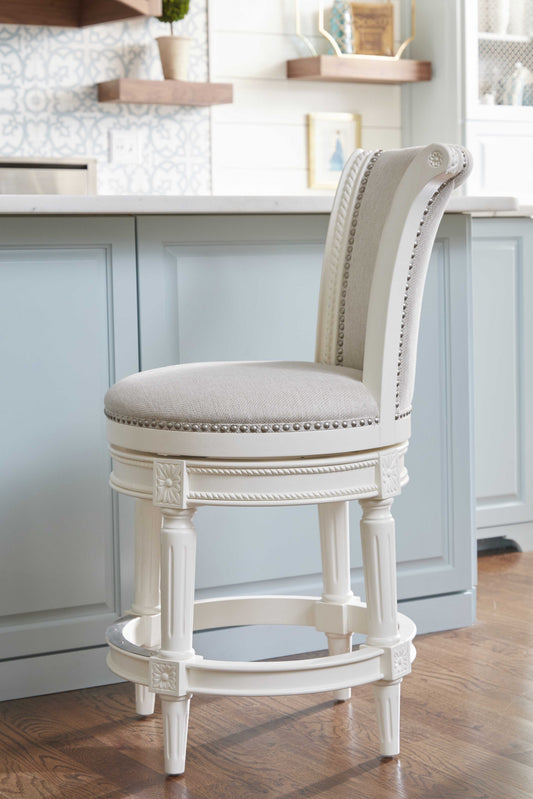 Light Gray And White Swivel Bar Chair