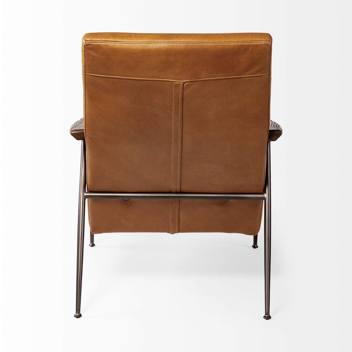 37" Tan And Brown Leather Tufted Arm Chair