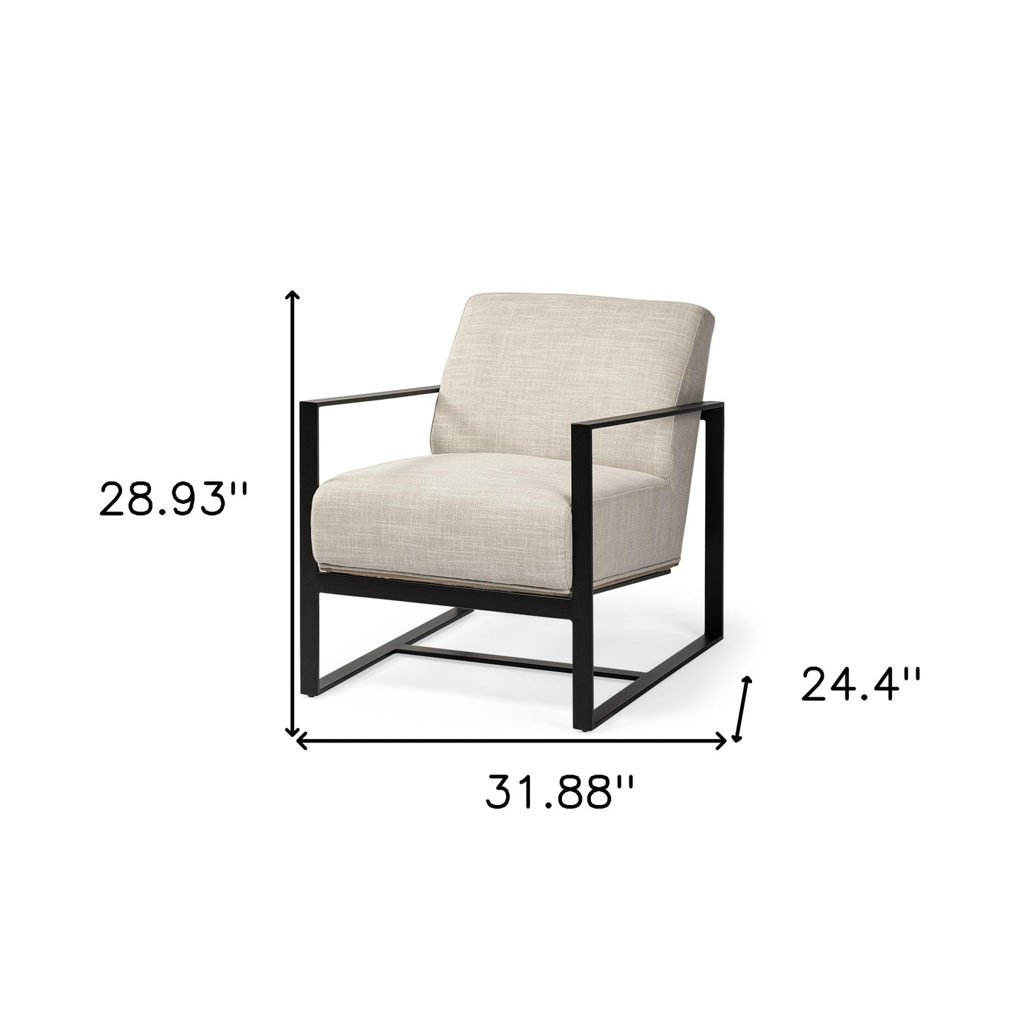 Cream Fabric Wrapped Accent Chair With Metal Frame