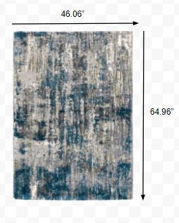 5'X8' Grey And Blue Grey Skies Area Rug