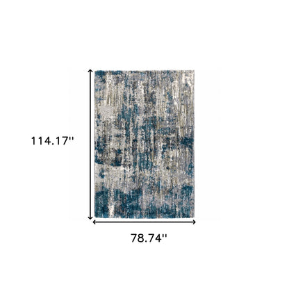 5'X8' Grey And Blue Grey Skies Area Rug