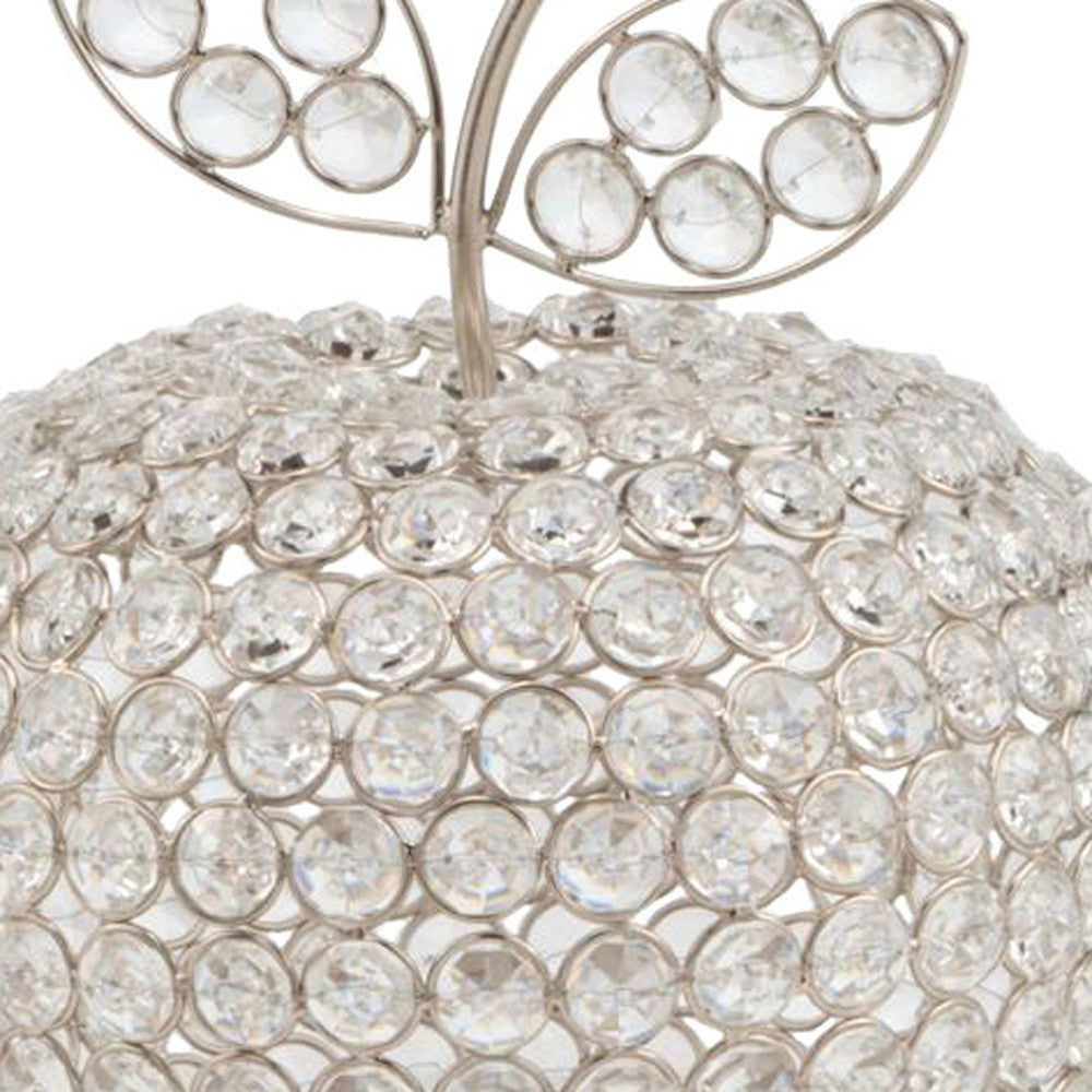 11" Silver Apple Faux Crystal Sculpture