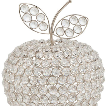 11" Silver Apple Faux Crystal Sculpture