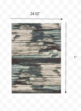 6' X 9' Ivory Blue Gray Abstract Layers Indoor Area Rug