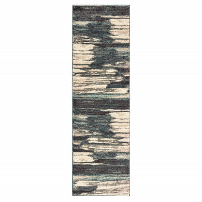 6' X 9' Ivory Blue Gray Abstract Layers Indoor Area Rug