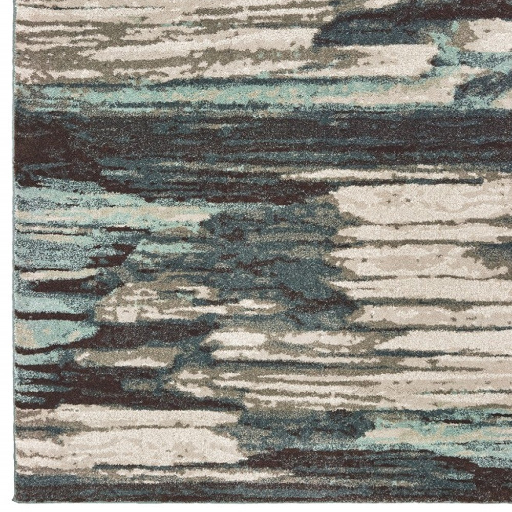 6' X 9' Ivory Blue Gray Abstract Layers Indoor Area Rug