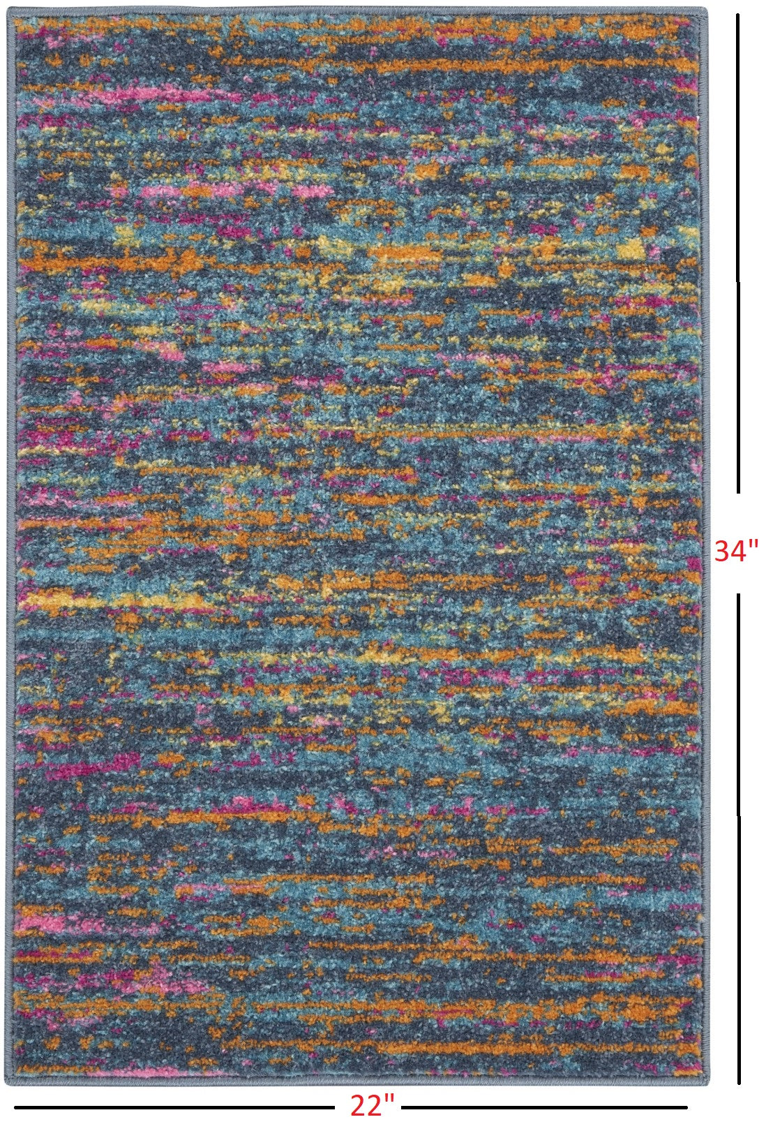 4' Blue And Orange Round Abstract Power Loom Area Rug